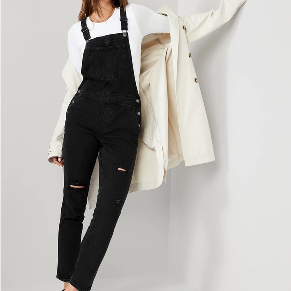 OG Straight Black-Wash Ripped Jean Overalls - Picture 2 of 7